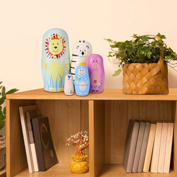 Koogel 6 Set Unpainted Nesting Dolls for Kids, Blank Nesting Dolls Wooden Matryoshka for Parent Child Activities Birthday Gift DIY Enthusiasts