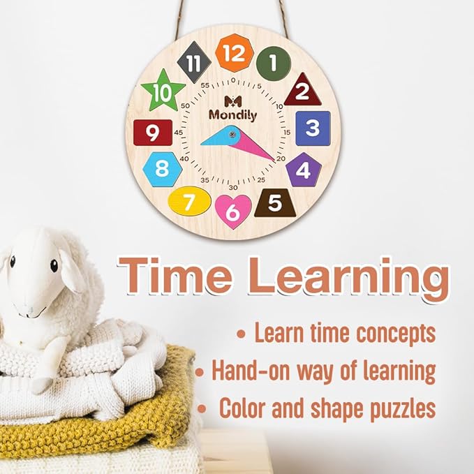 Interactive Calendar for Kids Ages 3+, Wooden Toddler Calendar, Teaching Seasons, Years, Months, Days of Week, Daily Activity Calendars for Kid Preschool & Homeschool (12 x 15 inches)