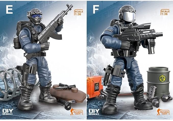 YEIBOBO ! Special Forces Mini Military Action Figure with Weapons and Accessories (Lightning SWAT Team XJ-9902)…
