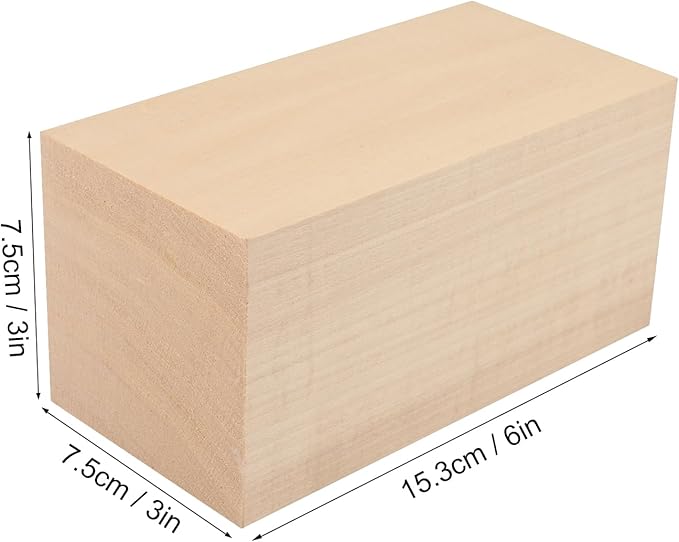 2 Pack Basswood Carving Blocks, 6x3x3 Inches Basswood Blocks for Beginner to Advanced Carvers, Ideal for DIY Projects and Gifts, Soft and Smooth, Easy Whittling and Carving,by GNIEMCKIN.