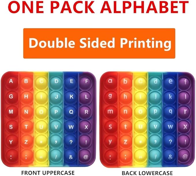 Alphabet Popper Fidggety Toy, Stress Relief Sensory Popping Game, Preschool Montessori Uppercase Lowercase Matching Game, ABC Letter Learning Educational Block (1 pcs Uppercase+Lowercase)