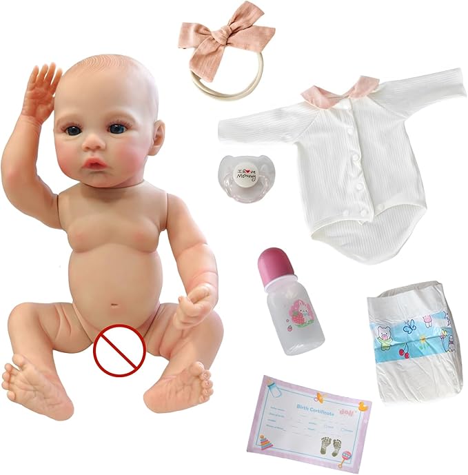 Realistic Reborn Baby Dolls-18 Inch Real Life Baby Dolls Girl Lifelike Baby Doll with Accessories for 3+ Years Old (White)