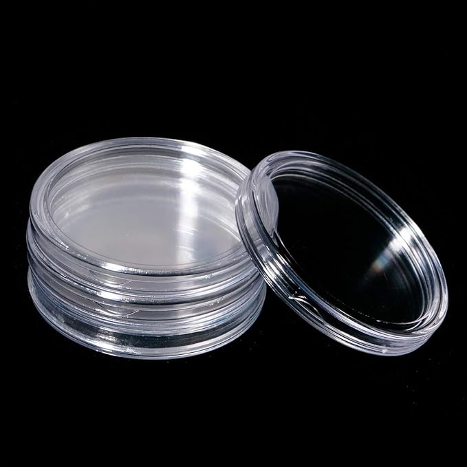 60 Pieces 41mm Coin Holder Silver Eagles Coin Capsules Clear Plastic Storage Organizer Box for Coin Collection Supplies Coin Holders for Collectors