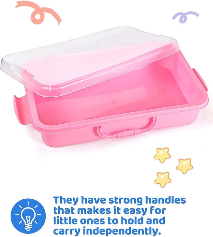 2 Pcs Sand Tray Sensory Bin with Lid and Handle, Portable Sensory Sandbox Container for Kids, Plastic Activity Tray for Toddlers (Purple)