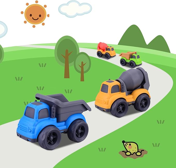 Dump Truck Toys for 3 Year Old Boys, BPA Free, Phthalates Free, PVC, Dump Truck, Mixer Cement, Easter Christmas Birthday Gifts for 2 3 4 Year Boy Girl. Dishwasher Safe,Recycled Plastic (Blue)