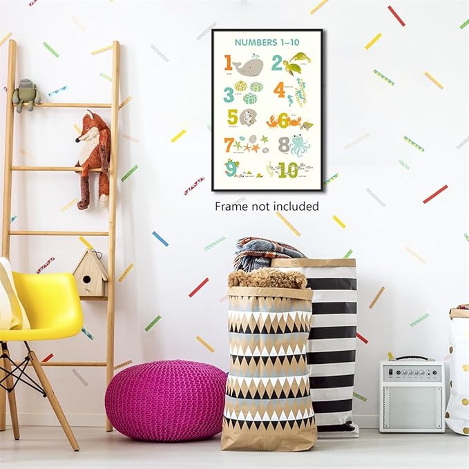 xbsifyiooa Number 1-10 Poster for Toddlers, Learning & Educational Numbers Posters for Toddlers 1-3, Kids Learning Posters, Cute Animal Numbers Chart Preschool Wall Posters For Kids 16x24in Unframed