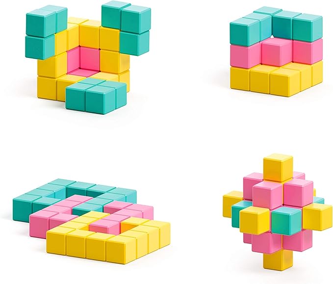 PIXIO Sweet - Tiny Magnetic Blocks Building Toy in The Pixel Art Style with Free App - 5/16" Plastic Cubes with 6 Magnets Inside - Open Ended Toy - Creativity Kit for Ages 6+ - 60pcs
