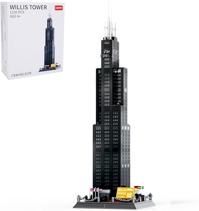 Willis Tower Chicago Architecture Model Building Blocks Sets The Office Landmarks Skyline Set Toys Collection for Kids Adults 1241Pcs