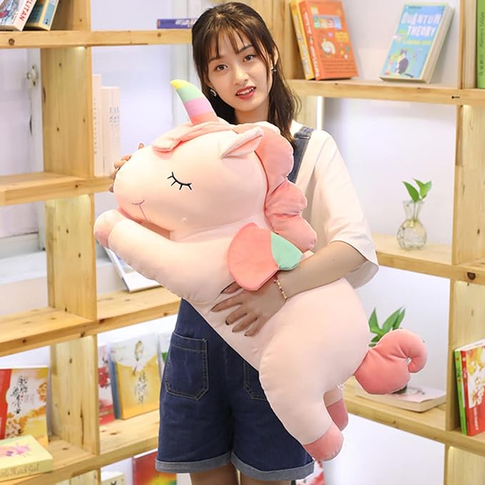Unicorn Stuffed Animal, Soft Unicorn Plush Hugging Pillow Toy Gifts for Kids (Pink, 19.6 in)