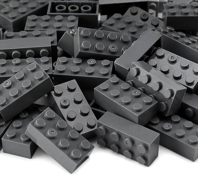 Feleph Dark Bluish Gray 2x4 Bricks 320 Pieces Grey Classic Building Blocks Creative Play Set Toy Accessories Compatible with Major Brick Brands (Gray deep)