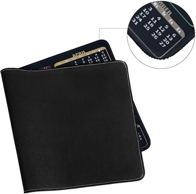 Black Calendar 2025 Desk Pad, Gaming Mouse Pad, Non-Slip Rubber Base, Stitched Edges，23.6x11.8 inch Computer Mouse Mat Keyboard for Home Office