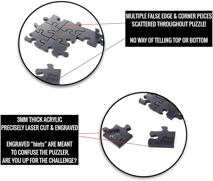 The Clearly Impossible Puzzle ® 100, 200, 500, 1000 Pieces Hard Puzzle for Adults Cool Funny Difficult Puzzles Clear Hardest - (200 Piece WTF Edition)
