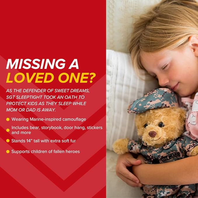 ZZZ Bears SGT Sleeptight Marine Teddy Bear with Storybook & Sleep System, Comforting Gift for Marine Kids, Helps with Bedtime Routine, Deployment Separation & Emotional Support