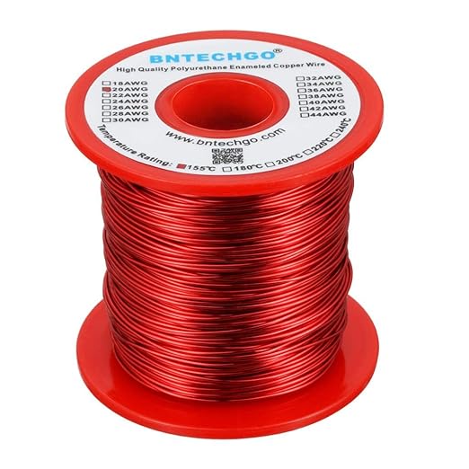 BNTECHGO 20 AWG Magnet Wire - Enameled Copper Wire - Enameled Magnet Winding Wire - 1.0 lb - 0.0315" Diameter 1 Spool Coil Red Temperature Rating 155℃ Widely Used for Transformers Inductors