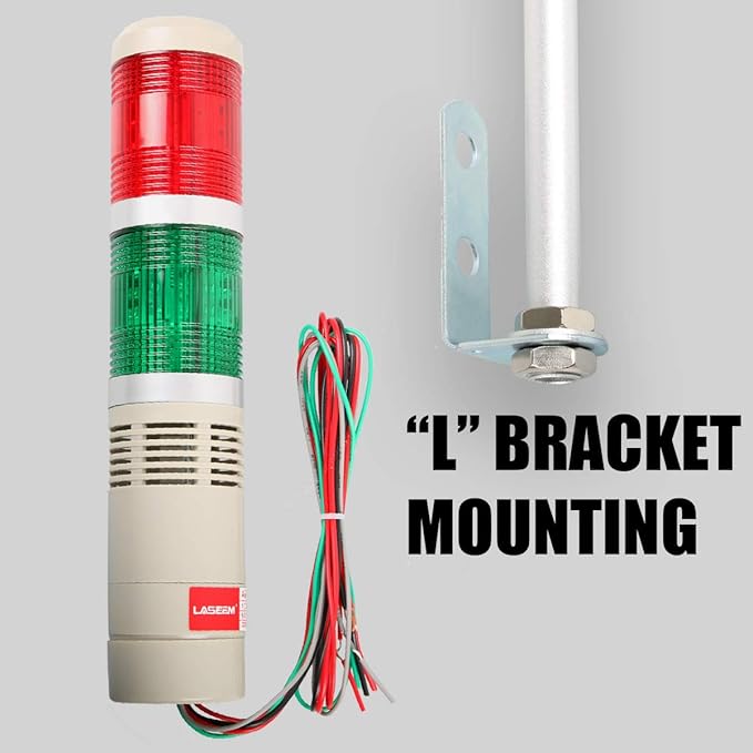 Industrial Signal Column, LED Alarm Tower Lamp Flash Indicator, 2-Layer Stack Warning Light With Buzzer for Safety (24V/Sound/Steady ON)
