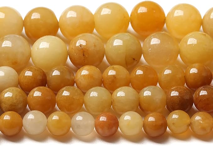 12MM 32PCS Natural Stone Yellow Jade Loose Beads for Jewelry Making DIY Bracelet 1 Strand