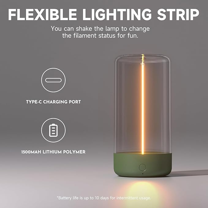 AUGE LIGHT Minimalist Desk Lamp, Rechargeable Cordless LED Lamp with 3 Dimming Modes, Small Desk Lamp for Restaurant Bedroom Bar Coffee Shop Desk Decer Dark Green