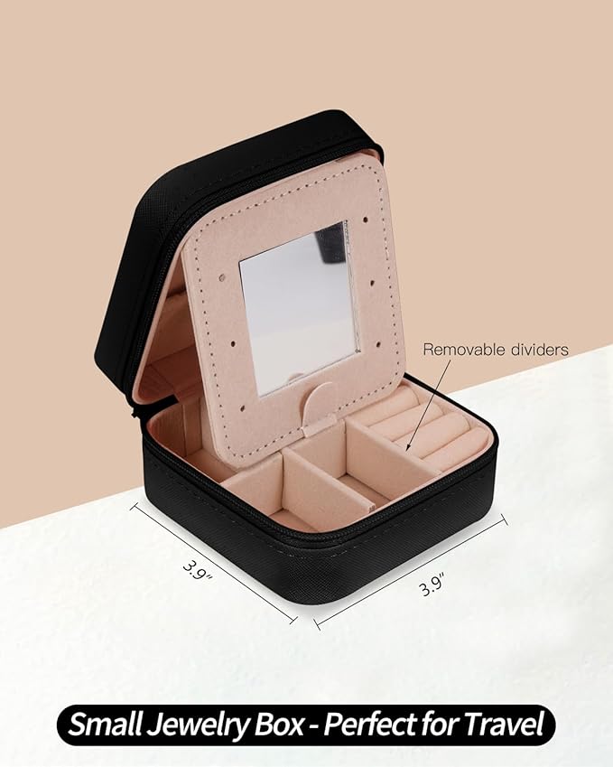 Travel Jewelry Case - Mothers Day Gifts for Mom,Mom Gifts from Daughter,Gifts for Mom,Gifts for Wife Sister Her,Birthday Gift for Mom,Mother in Law Gift,Mama Gifts Idea | Black,M