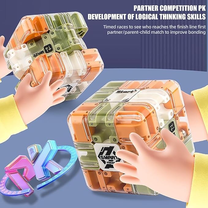 Large Labyrinth 3D Puzzles Maze Cube - Engaging Brain Teaser Toy, 3D Magic Cube Maze Ball Puzzle, Spatial Awareness Brain Training Toy for Stress Relief & Logic Development (2pcs)