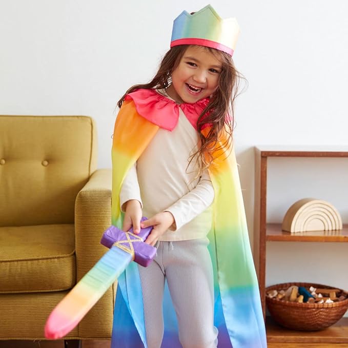 Sarah's Silks - Rainbow Cape for Kids Ages 3-8 | Montessori and Waldorf Toy Dress Up for Pretend Play | Birthday Gift for Boys and Girls