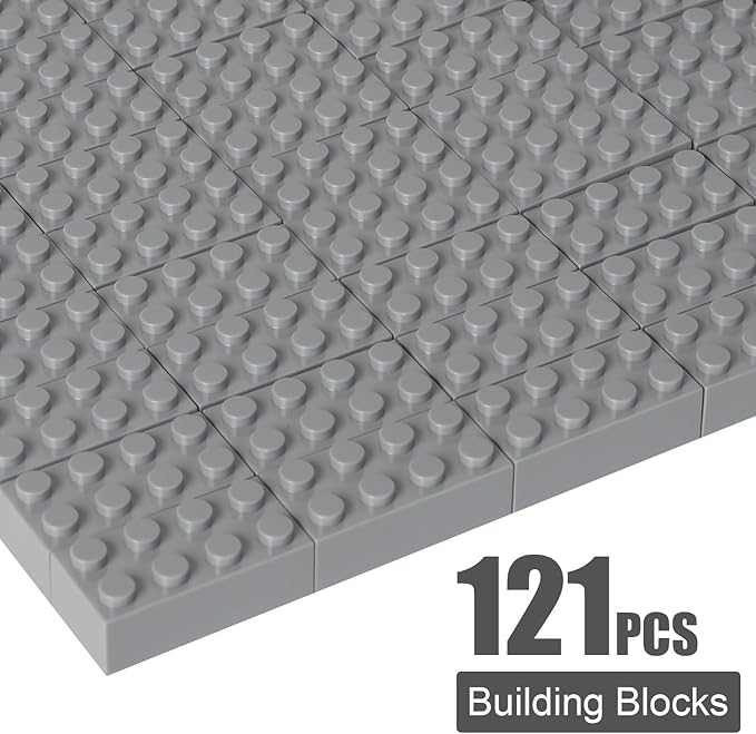 Building Bricks 121 Pieces 2x4 Grey Color Building Block,Compatible with Lego Classic,Creative Building Block Toys for Kids