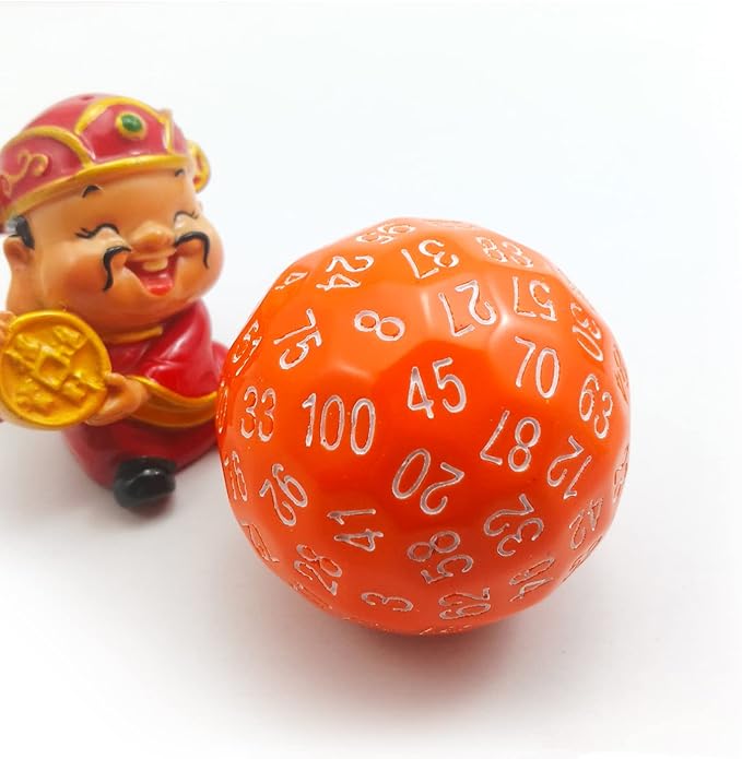 Bescon Multi-Sides Dice 100 Sides, D100 die, 100 Sided Cube, Polyhedral D100 Game Dice, 100 Paged Cube of Orange Color