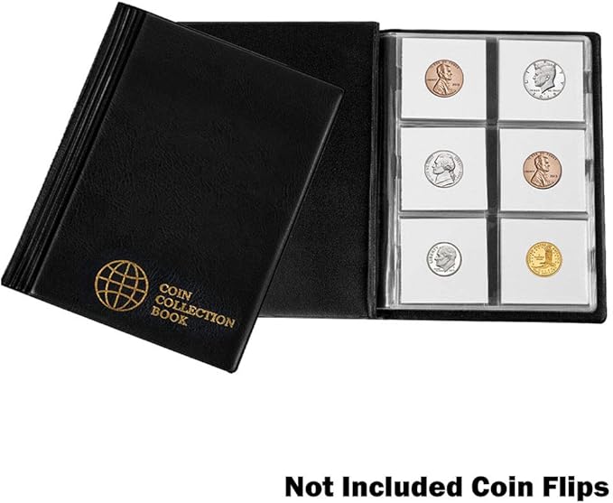 Coin Albums with Cardboard Holders - 60 Pockets 2x2 inches Coin Storage Books for Coin Flips Collection Holders CS36
