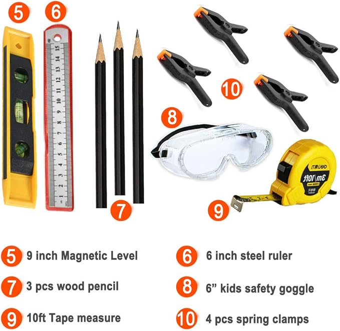 Kids Real Tool Set 25Pcs for Young Builders,Children Size Real Hand Tools Hammer,Kids Educational Tool Belt Waist Junior Boys Teens Beginner Starter Learning DIY Woodworking Construction Repair Set