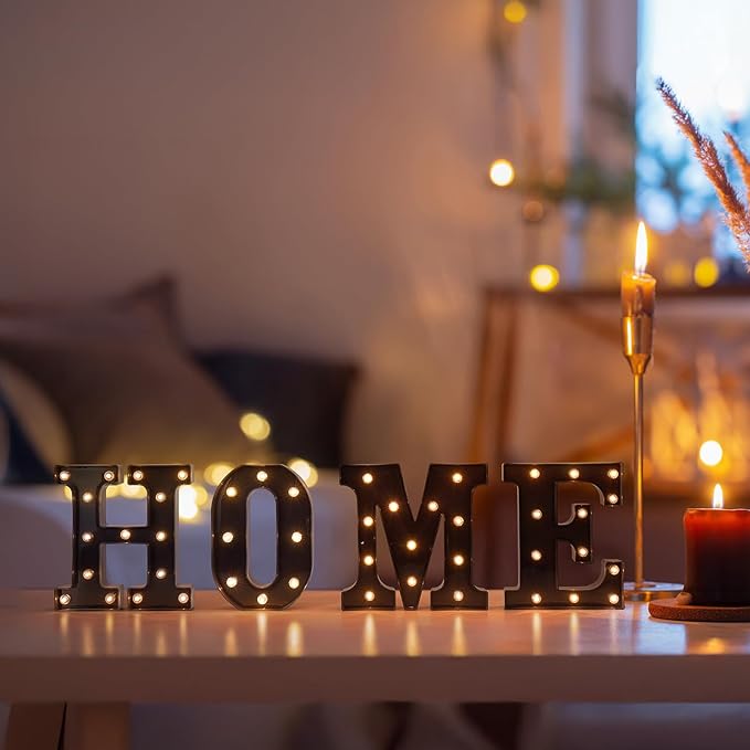 Foaky Black LED Letter Lights for Room Decor - Bedroom Wall Decor, Alphabet Lights for Home, Wedding, Party - Battery Operated （G）