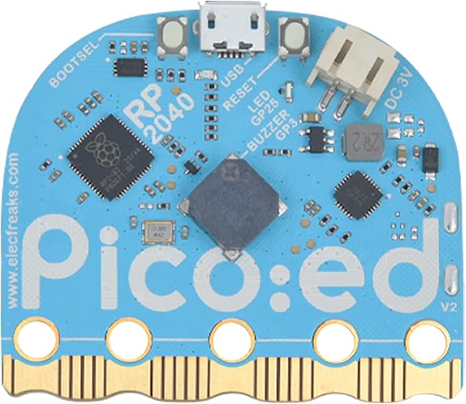 ELECFREAKS Pico:ed Development Board Based on Raspberry Pi RP2040 MCU, Picoed Python Microcontroller with 7 * 17 Dot-Matrix Screen Dual-core ARM Cortex M0+ Processor for Education Classroom Teaching