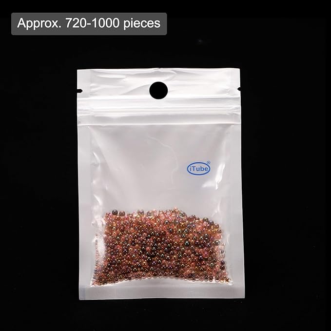 Iridescent Glass Tiny Bubble Beads, 0.4-3mm 10g No Hole Micro Mini Round Brown Water Droplets Beads - Applications: for Resin Filler, Nail Art, Dollhouse Bath Tub