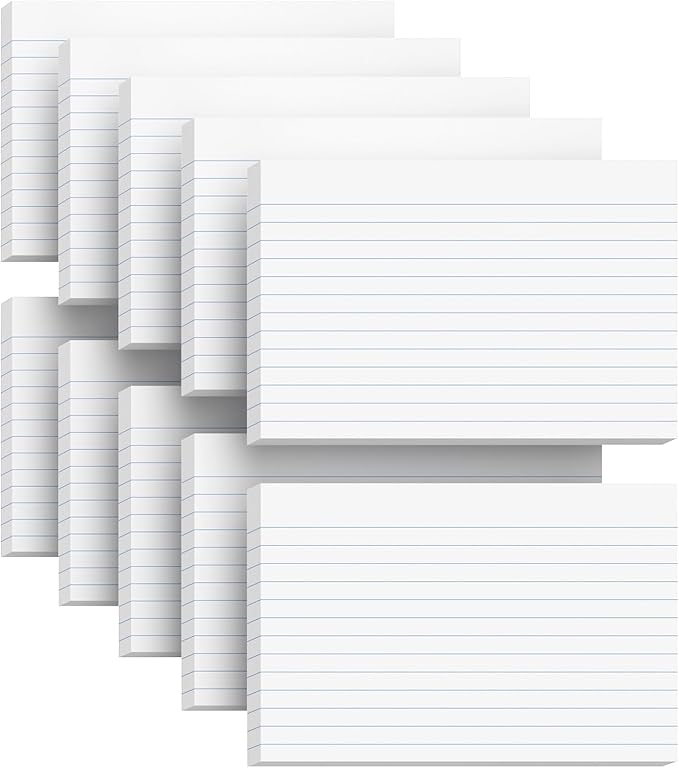 300 Count Index Cards 4x6 Flash Cards White Flashcards for Studying, Ruled 4x6 Index Cards, 10 Pack Notecards, Lined Index Card, Lined on Front, Blank on Back, 4 x 6 Card Stock Paper, White Card