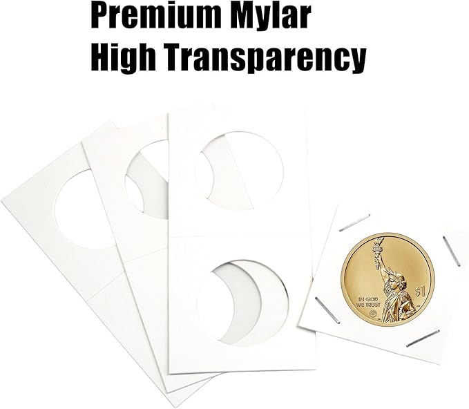 MUDOR Upgraded Premium Coin Flips for Large Dollar, 200 Pack Cardboard Coin Holder, Mylar Coin Flips 2x2, Paper Coin Holders