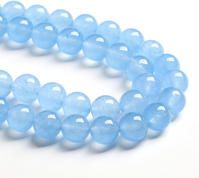 8MM 46PCS Blue Aquamarine Chalcedony Spacer Loose Beads for Jewelry Making DIY Bracelet Necklace