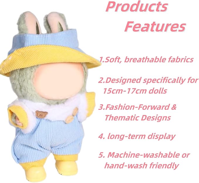Doll Clothes for 17cm Figures, Summer Sunshine Stylish Suit Yellow Blue