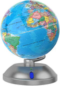 360-degree rotating globe, independently supported by a base, 9-inch design world globe, built-in LED night light, high-definition color visual map details, suitable for children's geography education, study and office decoration, living room decoratio...