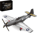 P51 Mustang Fighter Jet Building Set- Compatible with Lego Military Plane, Military Army Airplane for 8-14 Years Boys and Adults as Gifts