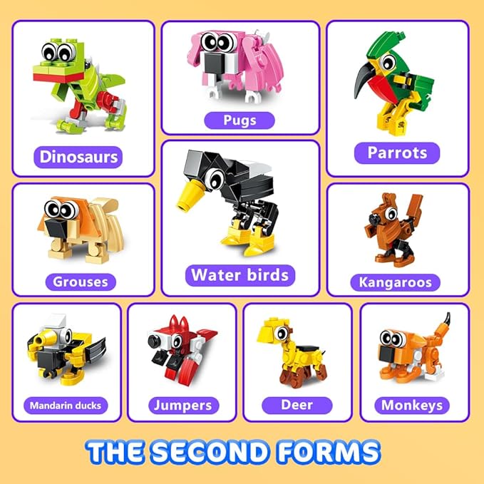 HOGOKIDS 60 Kinds Party Favors for Kids, 20 Pack 3-in-1 Animals Building Block Toy Sets for Goodie Bags Stocking Stuffer Classroom Prizes Birthday Christmas Easter Gifts for Boys Girls Ages 6-12+
