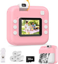 Kids Camera Instant Print with Flip Lens, Christmas Birthday Gift for Girls Boys, Digital Camera HD Video Instant Print Photos for Toddlers, Portable Travel Toys for 4 5 6 7 8 9 10 Year Old Pink