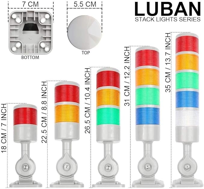 Led Signal Tower Stack Industrial Signal Warning Lights, Column Tower Lamp Andon Lights with Rotatable Base,Steady Flashing Light Switchable,110V 220V AC(1-Layer, with Buzzer)