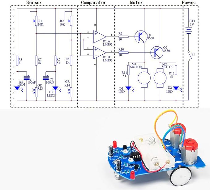 2 Pack D2-5 Smart Car Kit Soldering Project Line Following Robot for Fun Educational Electronic Learning Practicing with English Manual by VOGURTIME