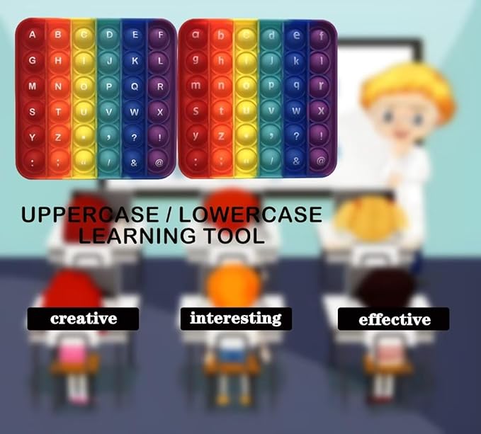Alphabet Popper Fidggety Toy, Stress Relief Sensory Popping Game, Preschool Montessori Uppercase Lowercase Matching Game, ABC Letter Learning Educational Block (2 pcs Uppercase+Lowercase)