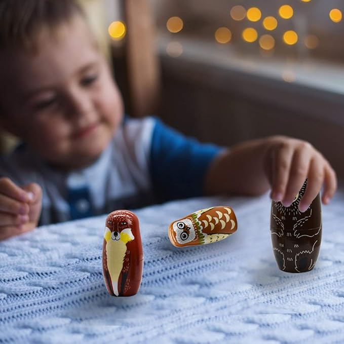 HYCLES Nesting Dolls Russian Matryoshka Wood Stacking Nested Set for Kids Handmade Toys for Children Kids Christmas Birthday Decoration Halloween Wishing Gift