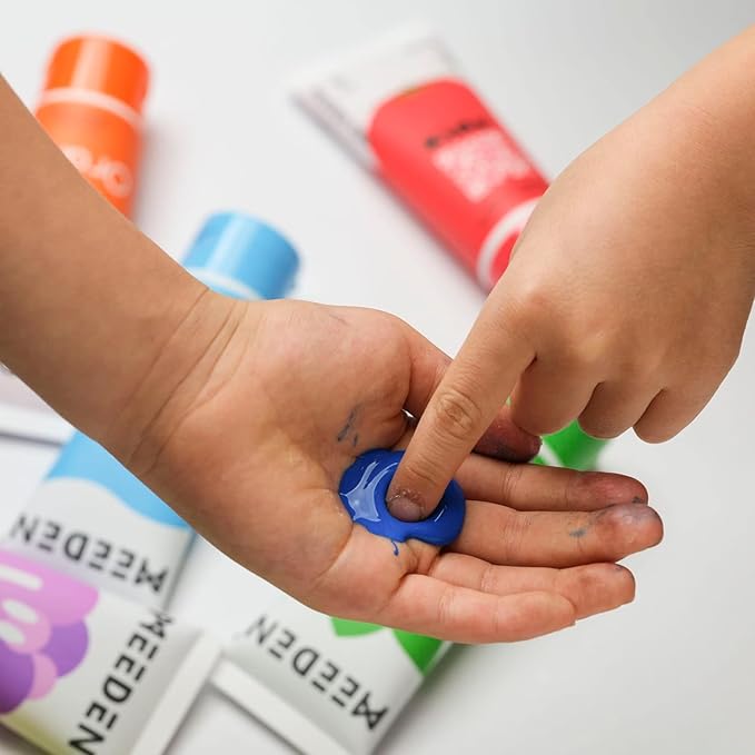 MEEDEN Finger Paints for Kids, Washable Kids Finger Paint Non Toxic Finger Painting Set for Toddlers 3+ Age Art Painting Supplies Gift for Baby Hand Painting DIY Crafts, 6 Colors, 60ml/Tube