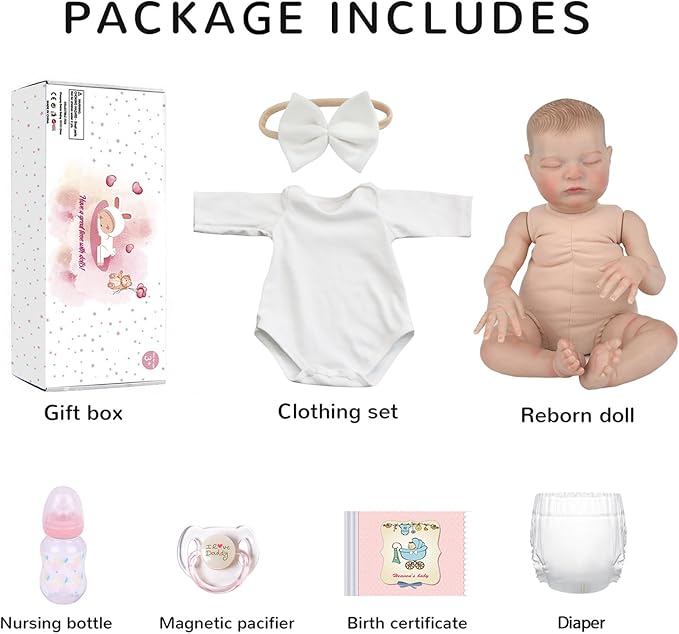 Reborn Baby Dolls - 20 Inch Lifelike Newborn Baby Doll, Realistic Baby Doll with Advanced Painted Veins, Look Real Sleeping Girl Baby with Soft Cloth Body for Kid Age 3+ Laura