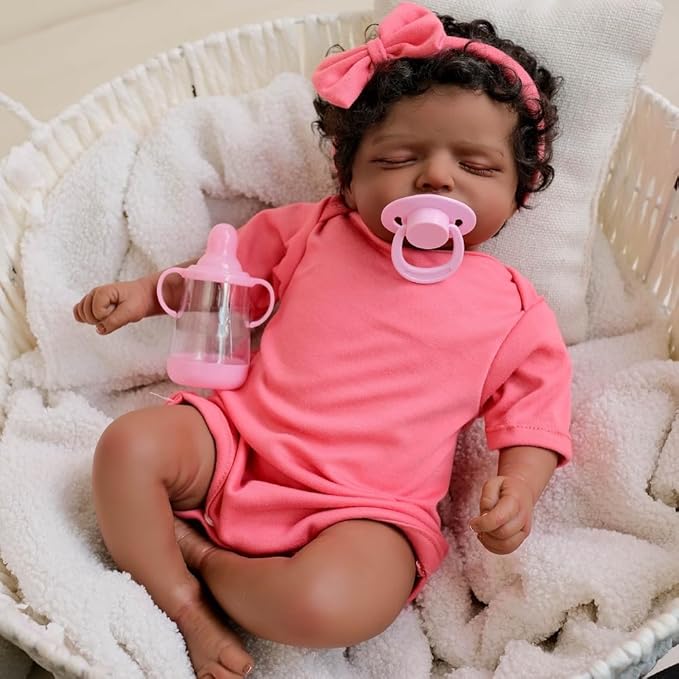 Reborn Baby Dolls Black Silicone Girls 18inch Lifelike Babies Realistic Toddler Sleep That Look Real boy Close Eyes