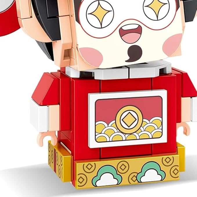 Chinese Style Fashion Building Block Set Chinese Traditional Elements Home furnishings Children's Educational Toys Gifts Suitable for Children Over 6 Years Old Boys and Girls (The God of Wealth)