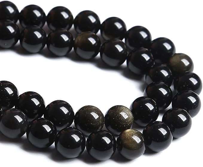 12MM 32PCS Natural Stone Golden Obsidian Loose Spacer Beads for Jewelry Making DIY Bracelet