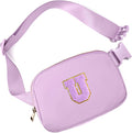 Gitus Gifts for 8 9 10 11 12 Year Old Girls Belt Bag Fanny Pack Crossbody Bags with Initial Letter Patch Cute Stuff Birthday Gifts for Teen Girls Women Personalized Trend Stuff (Lavender-U)