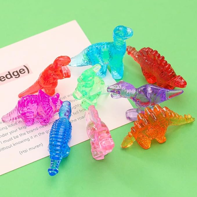 HappyFiller 55 Pcs Mini Acrylic Dinosaur Figures Resin Animals Dinosaurs to Hide,Tiny Sensory Bin Filler,Party Favors Perfect for Collectors,Vase Fillers,Mixed Color,Beach Theme Party Decorations